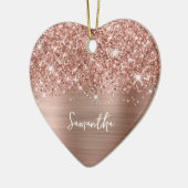 Glittery Rose Gold Glam Name Foto Keramik Ornament (Links)
