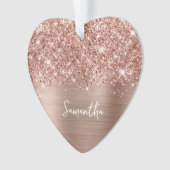 Glittery Rose Gold Glam Name Foto Ornament (Vorderseite)