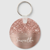 Glittery Rose Gold Glam Name Foto Schlüsselanhänger (Vorderseite)