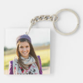 Glittery Rose Gold Glam Name Foto Schlüsselanhänger (Rückseite)