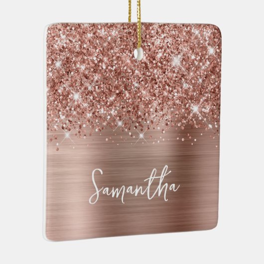 Glittery Rose Gold Glam Name Keramikornament (Rechts)