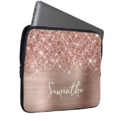 Glittery Rose Gold Glam Name Laptopschutzhülle (Vorne Rechts)