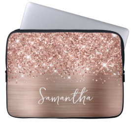 Glittery Rose Gold Glam Name Laptopschutzhülle