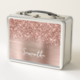 Glittery Rose Gold Glam Name Metall Brotdose
