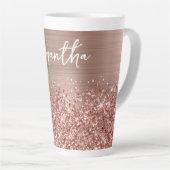 Glittery Rose Gold Glam Name Milchtasse (Rechte Ecke)