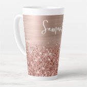 Glittery Rose Gold Glam Name Milchtasse (Linke Ecke)