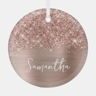 Glittery Rose Gold Glam Name Ornament Aus Glas