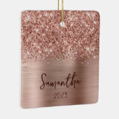 Glittery Rose Gold Glam Name Photo Keramikornament (Rechts)
