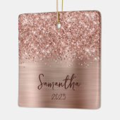 Glittery Rose Gold Glam Name Photo Keramikornament (Links)