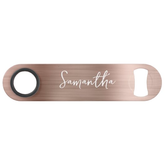 Glittery Rose Gold Glam Name Speed Flaschenöffner (Vorderseite (Horizontal))