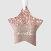Glittery Rose Gold Glam Name Star Ornament (Vorderseite)