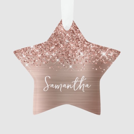 Glittery Rose Gold Glam Name Star Ornament (Vorderseite)