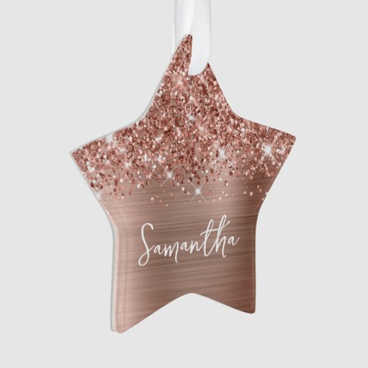 Glittery Rose Gold Glam Name Star Ornament (Vorderseite)