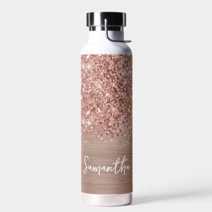Glittery Rose Gold Glam Name Trinkflasche