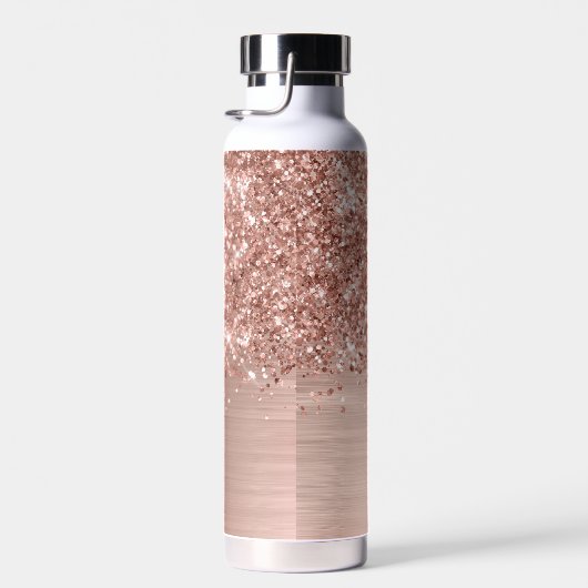 Glittery Rose Gold Glam Name Trinkflasche (Rechts)