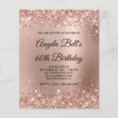 Glittery Rose Gold Glam Ombre 60th Birthday Paper Flyer (Vorne)