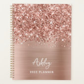 Glittery Rose Gold Glam Personalisiert 2023 Planer (Vorderseite)