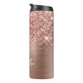 Glittery Rose Gold Glam Personalisierter Name Thermosbecher (Nach rechts gedreht)
