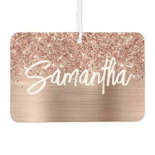 Glittery Rose Gold Glam Pinselschrift Name Autolufterfrischer