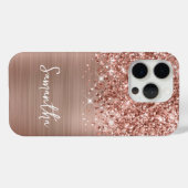 Glittery Rose Gold Glam Script Name Case-Mate iPhone Hülle (Rückseite (Horizontal))