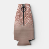 Glittery Rose Gold Glam Script Name Flaschenkühler (Rückseite)