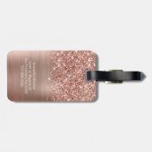 Glittery Rose Gold Glam Script Name Gepäckanhänger (Rückseite horizontal)