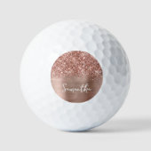 Glittery Rose Gold Glam Script Name Golfball (Vorderseite)