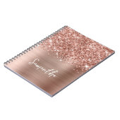 Glittery Rose Gold Glam Script Name Notizblock (Linke Seite)