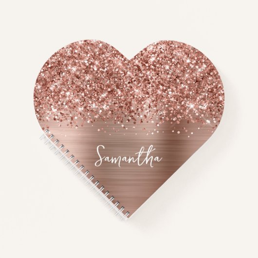 Glittery Rose Gold Glam Script Name Notizblock (Vorderseite)