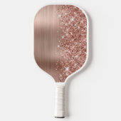 Glittery Rose Gold Glam Script Name Pickleball Schläger (Rückseite)