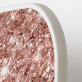 Glittery Rose Gold Glam Script Name Pickleball Schläger (Linke Seite)