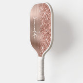 Glittery Rose Gold Glam Script Name Pickleball Schläger (Links)