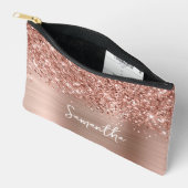 Glittery Rose Gold Glam Script Name Zubehörtasche (Offen)