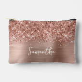 Glittery Rose Gold Glam Script Name Zubehörtasche (Vorderseite)