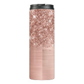 Glittery Rose Gold Glam Vertikaler Name Personalis Thermosbecher (Rückseite)