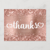 Glittery Rose Gold Niedlich Hearts Sweet 16 Dank Postkarte (Vorderseite)