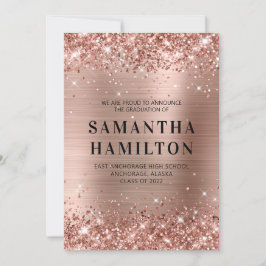 Glittery Rose Gold Ombre Foil Abschluss Ankündigung