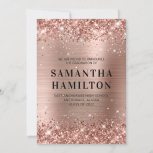 Glittery Rose Gold Ombre Foil Abschluss Ankündigung