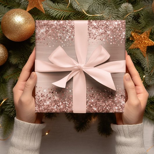 Glittery Rose Gold Ombre Foil Geschenkpapier