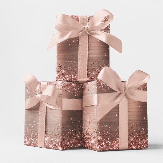 Glittery Rose Gold Ombre Foil Geschenkpapier Set