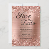 Glittery Rose Gold Ombre Foil Save The Date (Vorderseite)