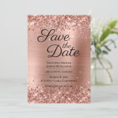 Glittery Rose Gold Ombre Foil Save The Date (Stehend Vorderseite)