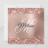 Glittery Rose Gold Ombre Monogram 60. Geburtstag Einladung (Rückseite)