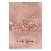 Glittery Rose Gold Platzkarten für individuelle Na Tischnummer (Vorderseite)