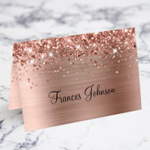 Glittery Rose Gold Platzkarten für individuelle Na
