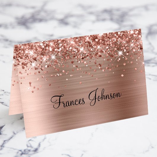 Glittery Rose Gold Platzkarten für individuelle Na Tischnummer