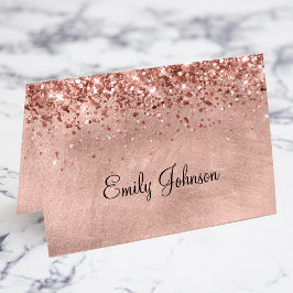 Glittery Rose Gold Platzkarten für individuelle Na Tischnummer