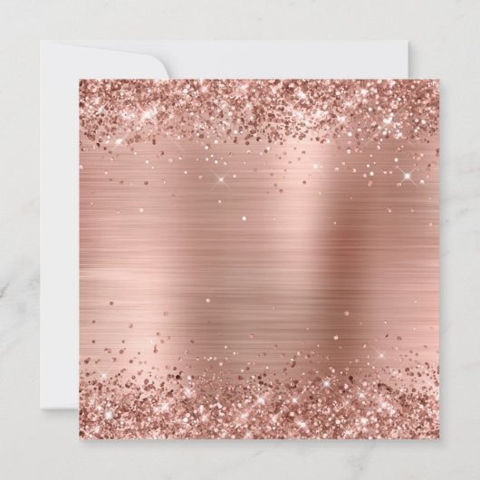 Glittery Rose Gold Shadow Foil Elegant Wedding Einladung (Rückseite)