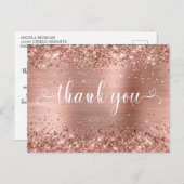 Glittery Rose Gold Sweet 16 Herzen Vielen Dank Postkarte (Vorne/Hinten)
