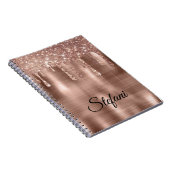 Glittery Rose Gold treibt zwei Namenskarten an Notizblock (Rechte Seite)